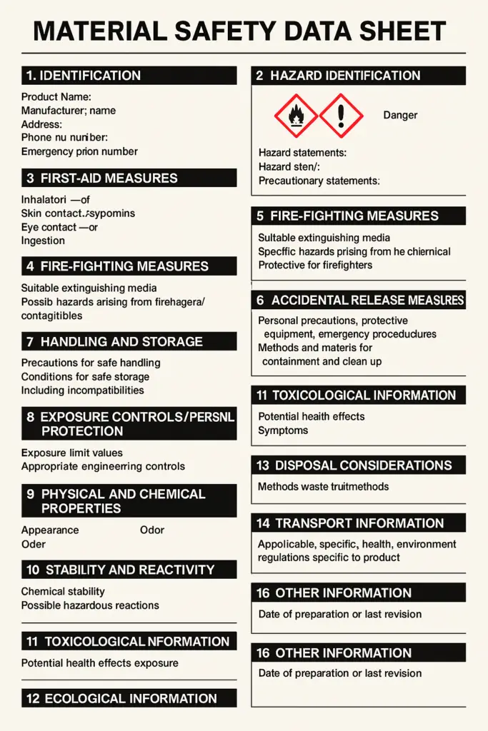 MSDS là gì? Nội dung chính trong một bảng MSDS gồm những gì?